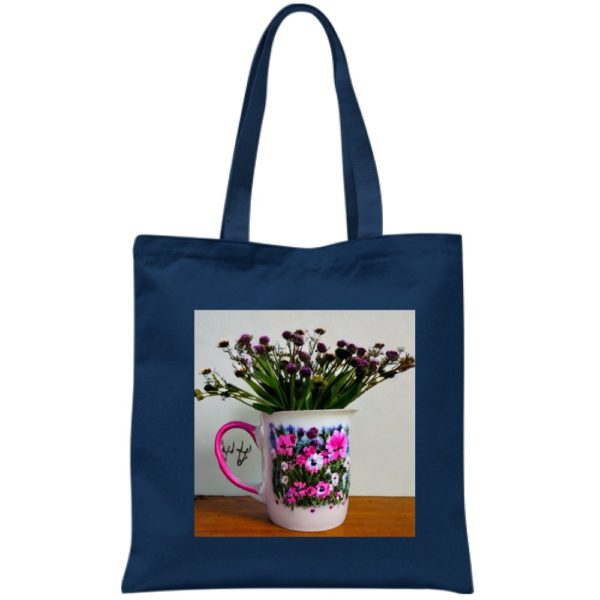 Front of navy blue tote bag