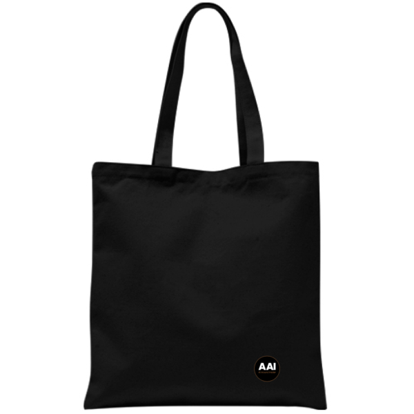 Back of black tote bag