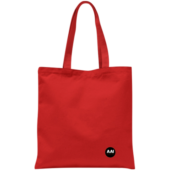 Back of red tote bag